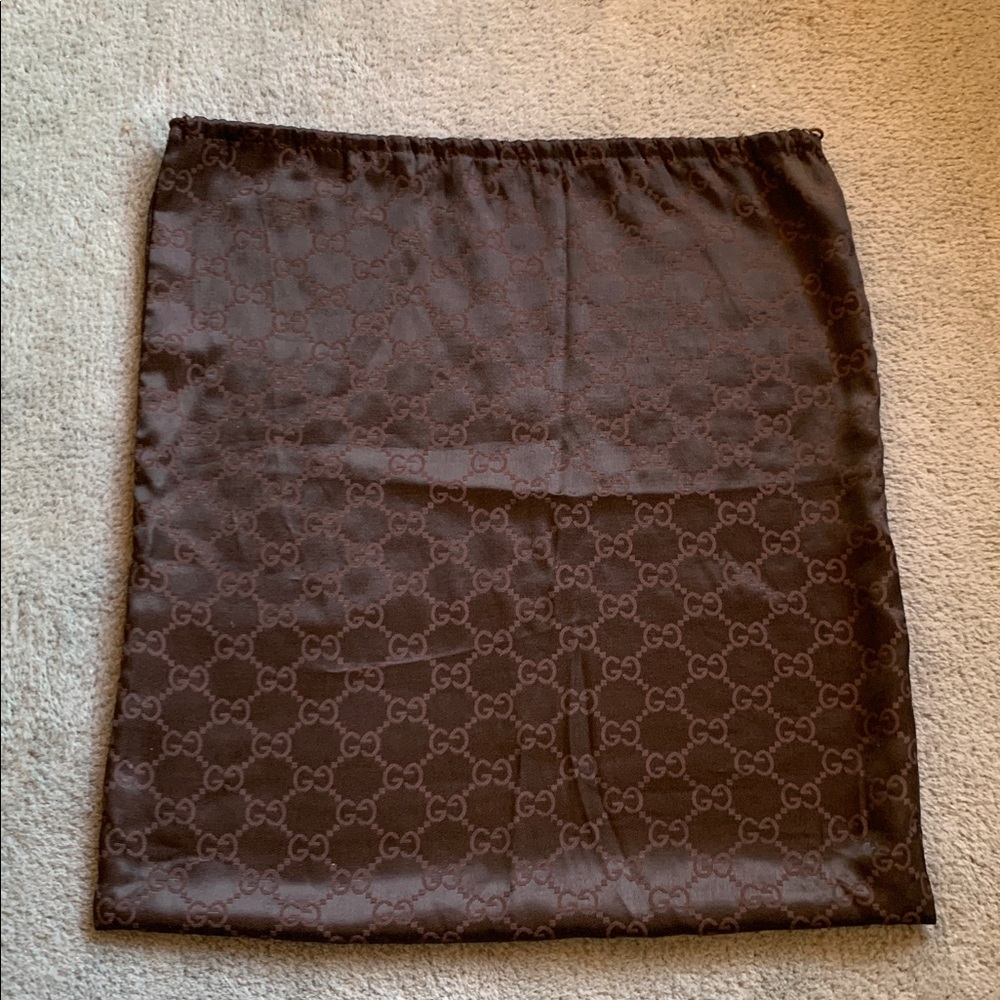 Gucci Dark Brown Satin Monogram Tom Ford Era XL Drawstring Bag